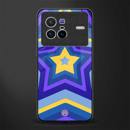 y2k yellow blue stars glass case for vivo x80 image