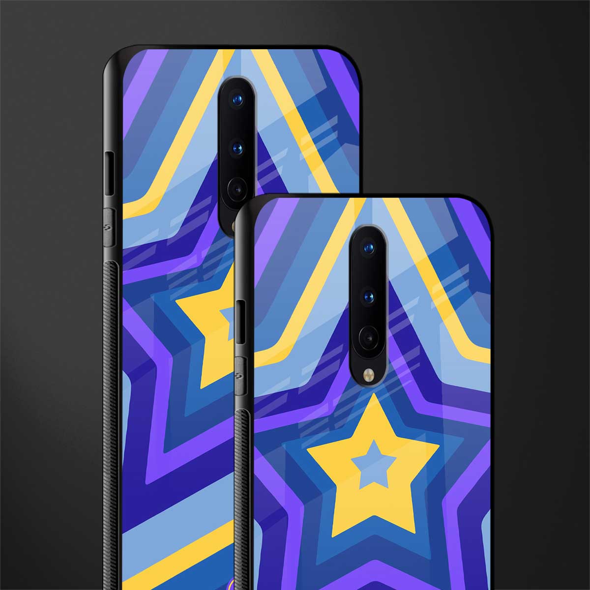 y2k yellow blue stars glass case for oneplus 8 image-2