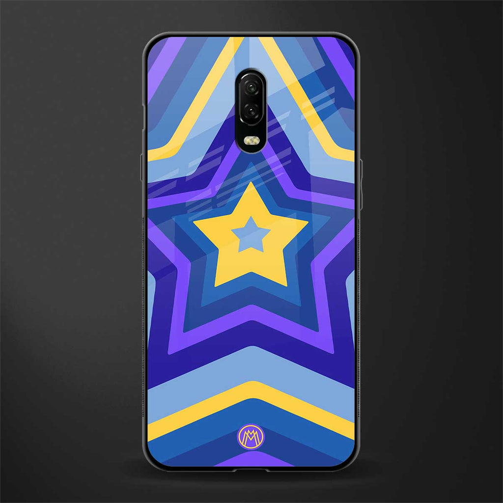 y2k yellow blue stars glass case for oneplus 6t image
