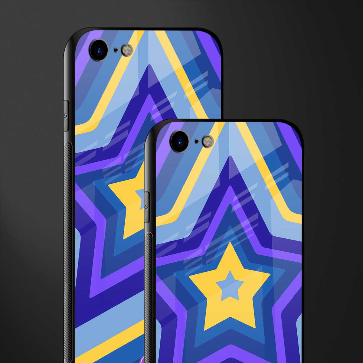 y2k yellow blue stars glass case for iphone se 2020 image-2