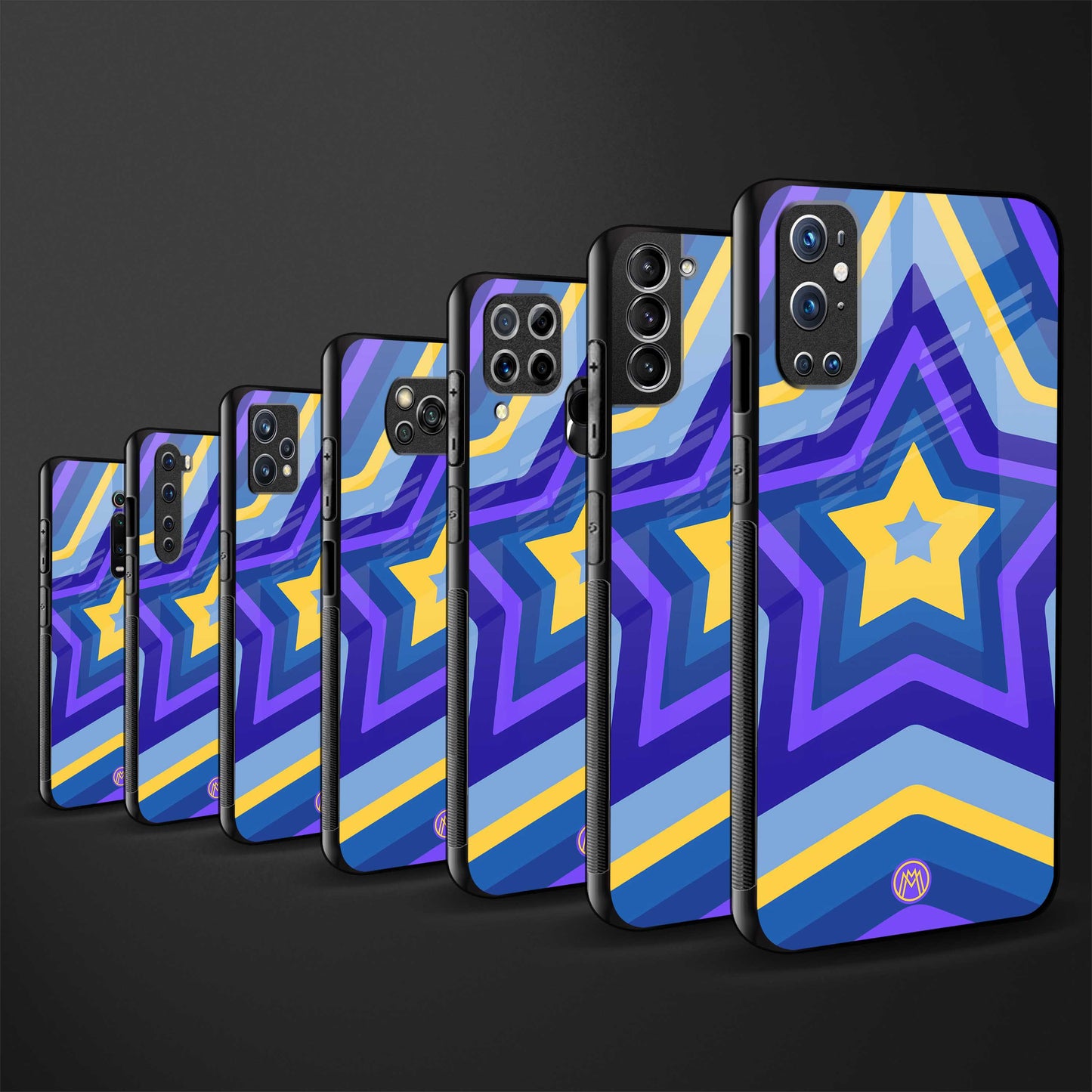 y2k yellow blue stars glass case for oneplus 9r image-3
