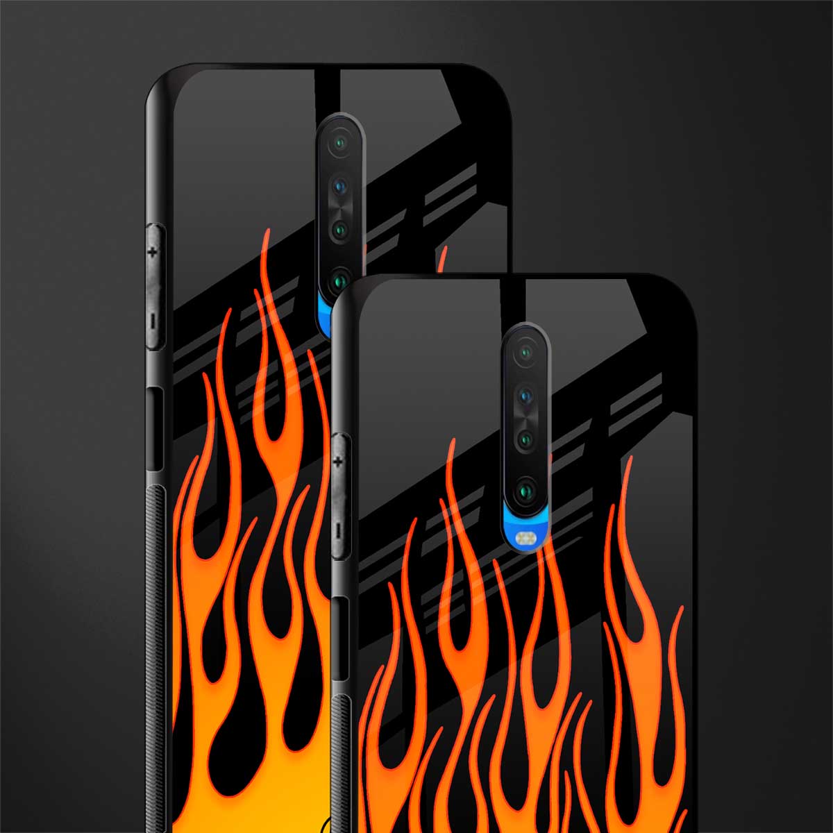 y2k yellow flames glass case for poco x2 image-2