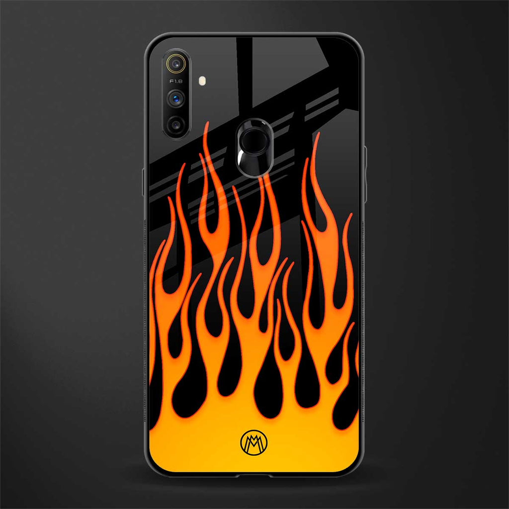 y2k yellow flames glass case for realme narzo 10a image