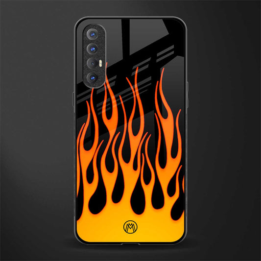 y2k yellow flames glass case for oppo reno 3 pro image