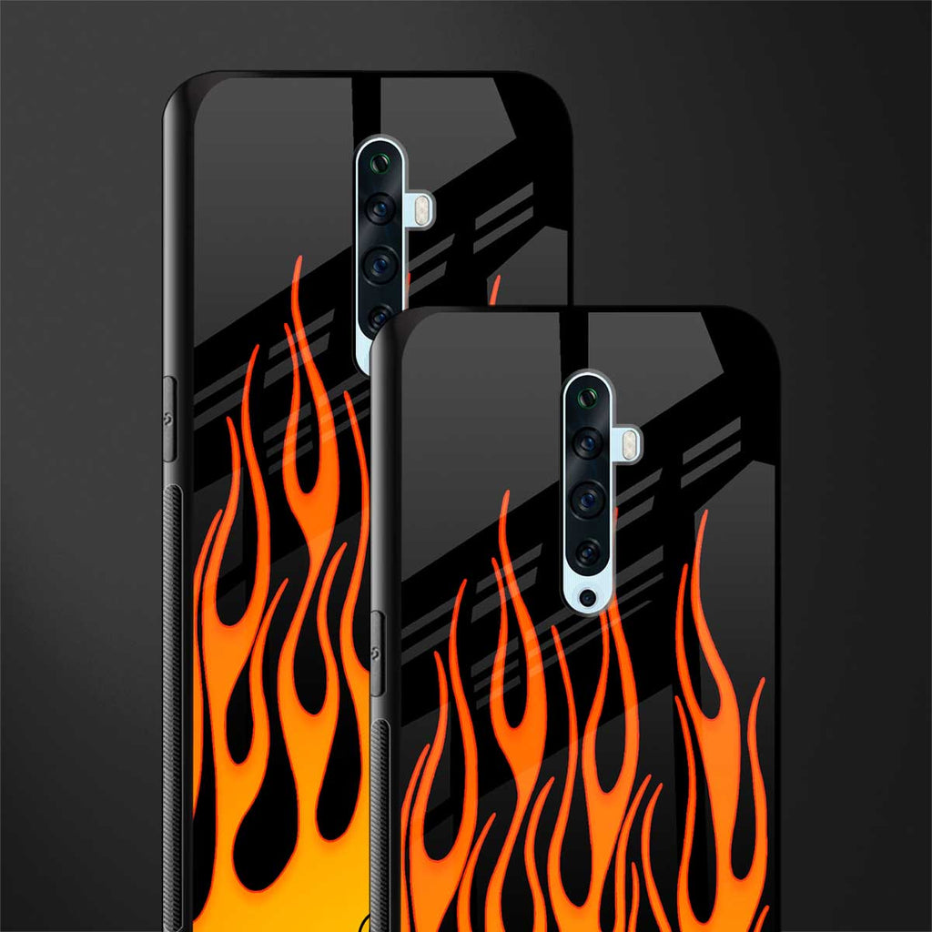 y2k yellow flames glass case for oppo reno 2f image-2
