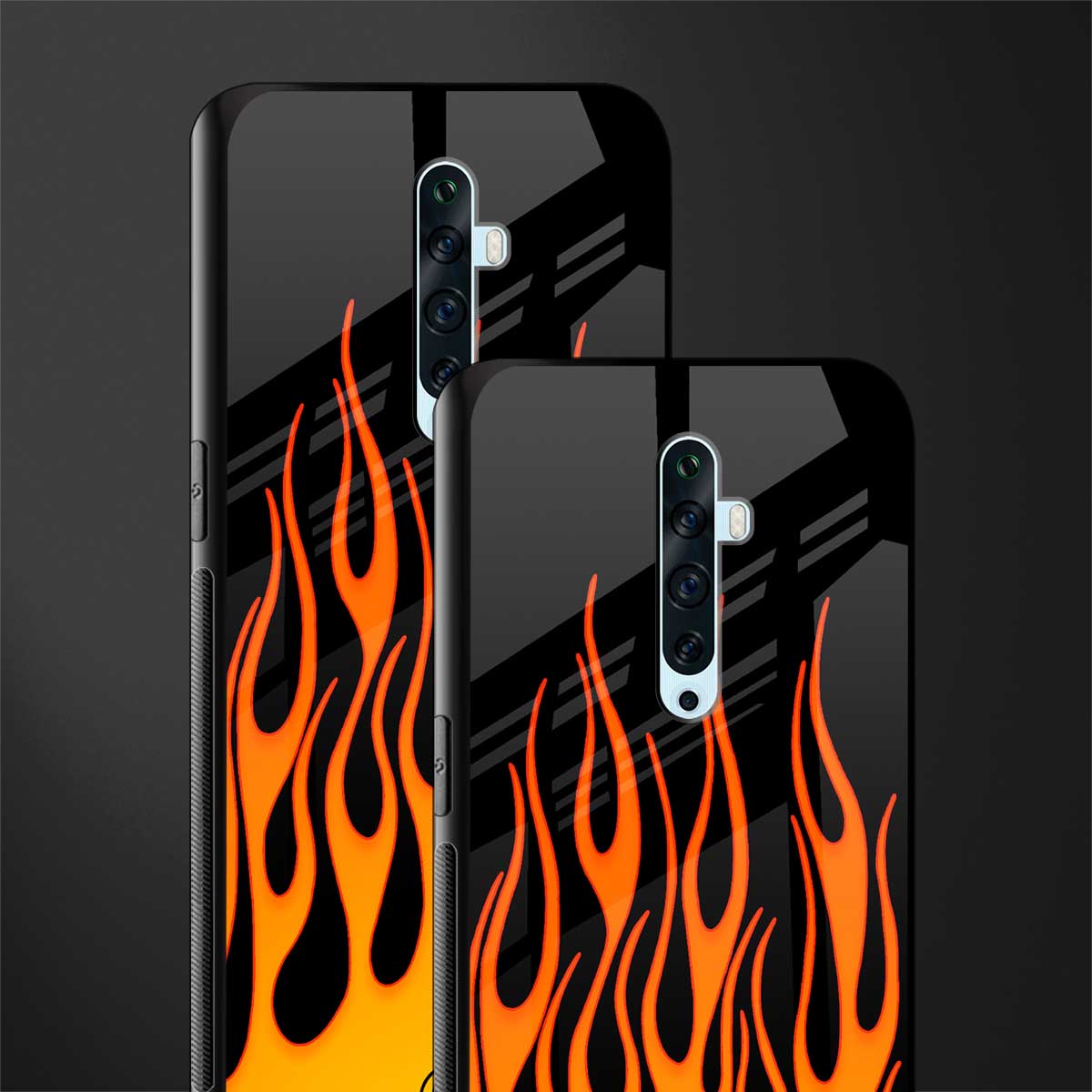 y2k yellow flames glass case for oppo reno 2f image-2