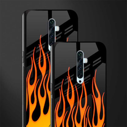 y2k yellow flames glass case for oppo reno 2f image-2