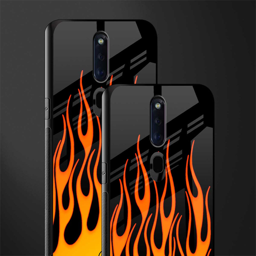 y2k yellow flames glass case for oppo f11 pro image-2