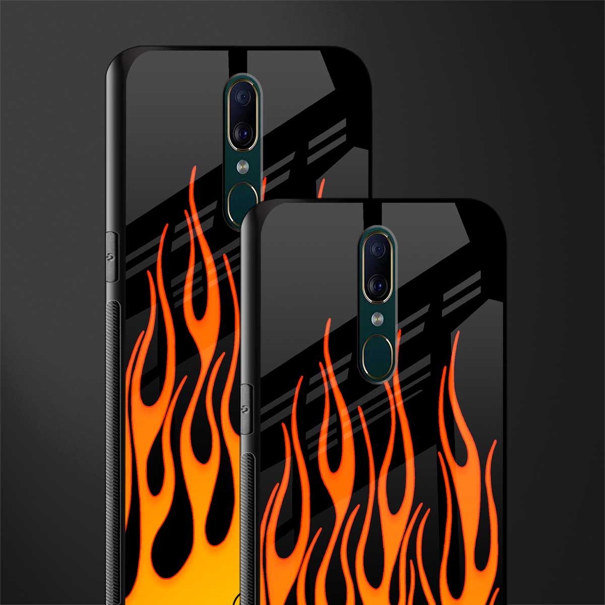 y2k yellow flames glass case for oppo a9 image-2
