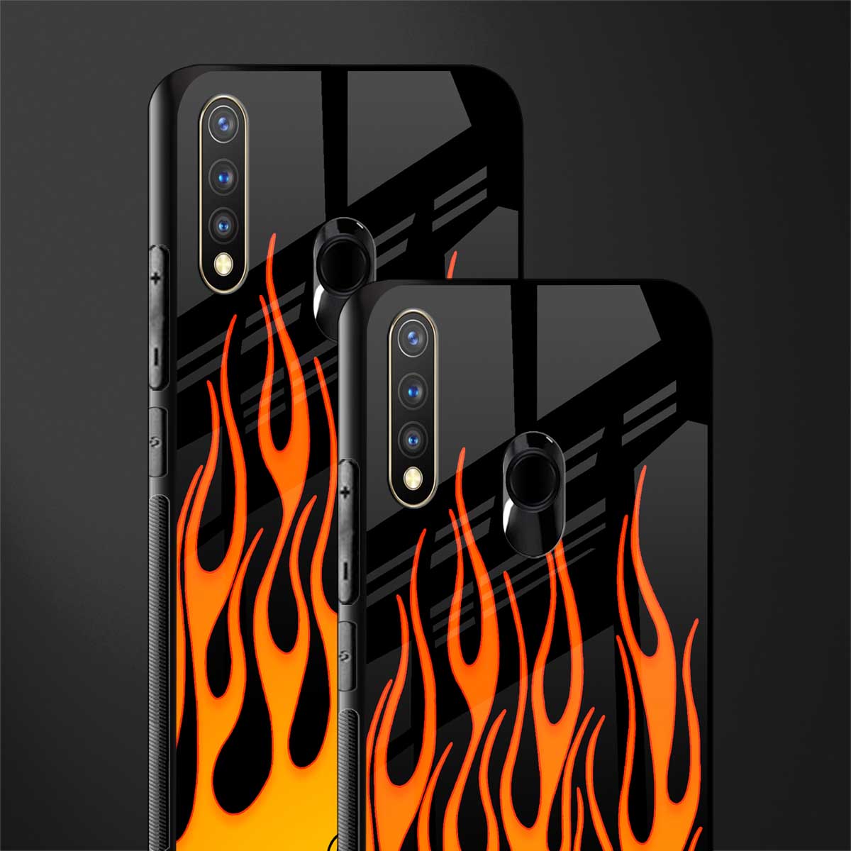 y2k yellow flames glass case for vivo u20 image-2