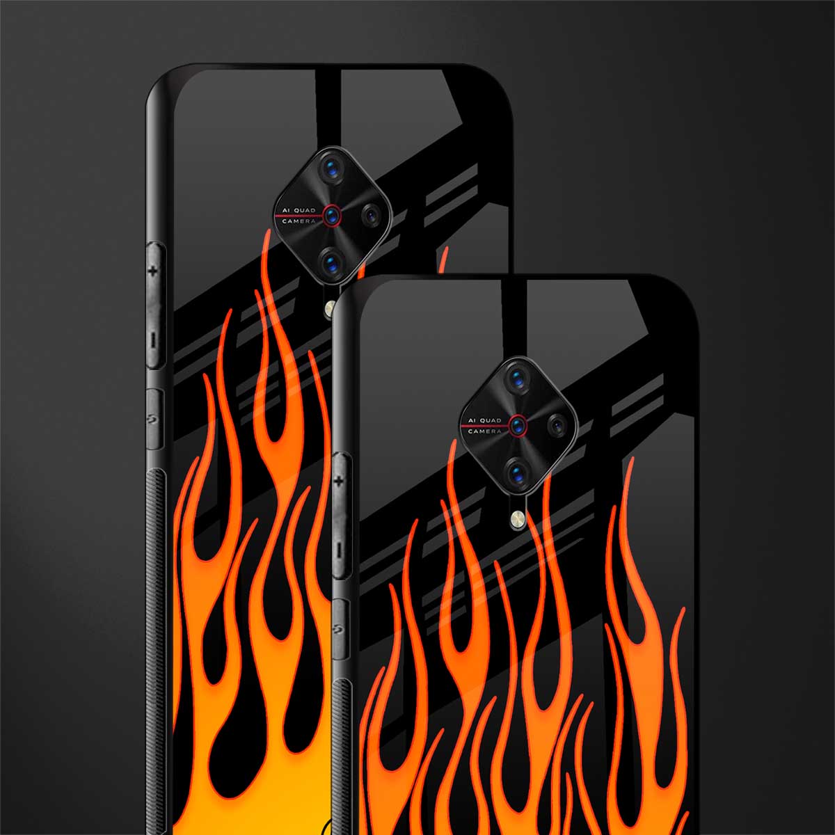 y2k yellow flames glass case for vivo s1 pro image-2