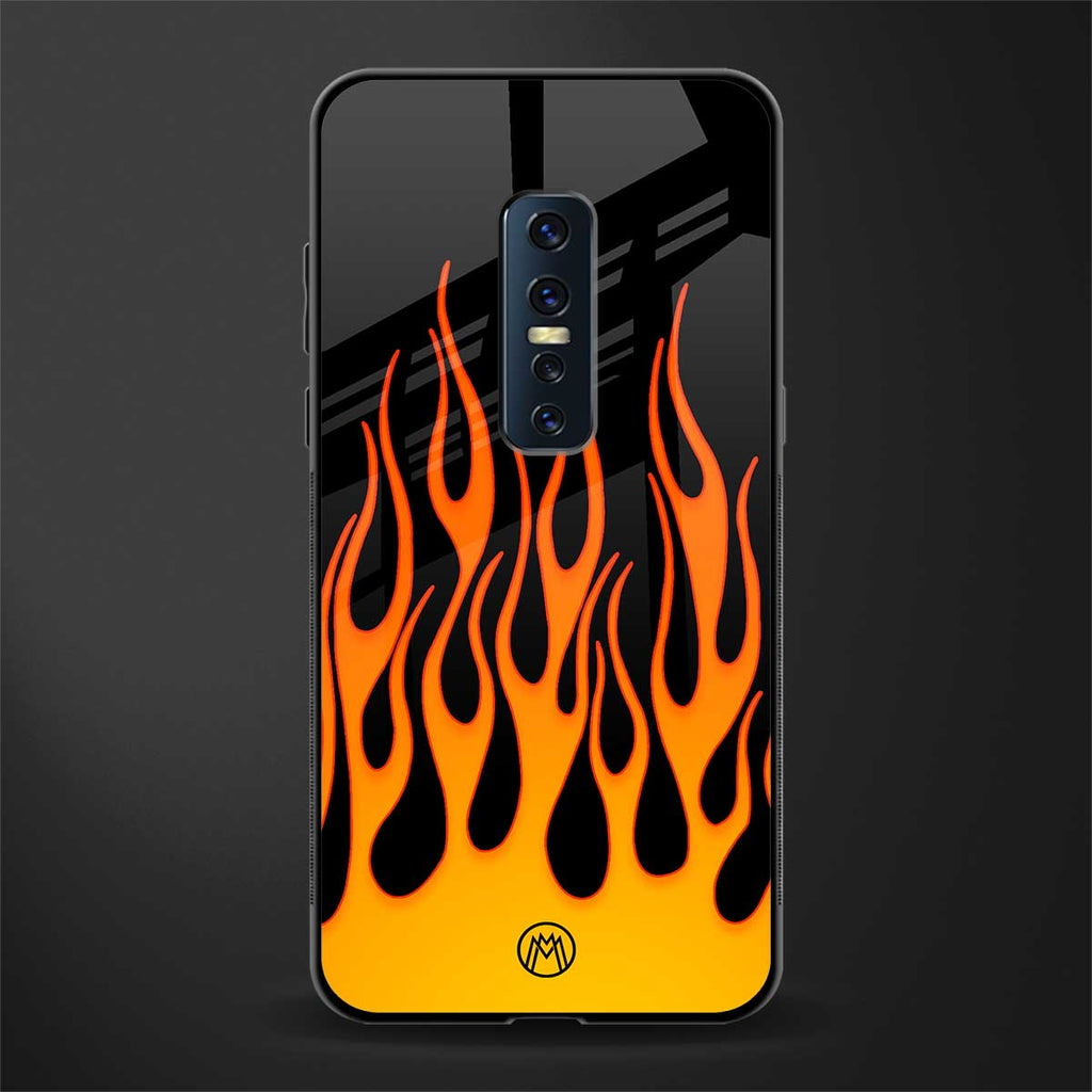 y2k yellow flames glass case for vivo v17 pro image