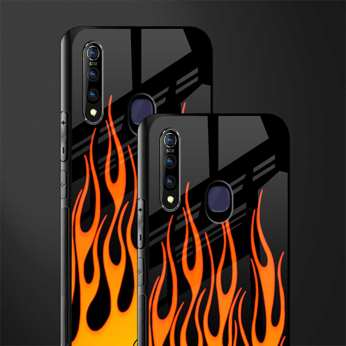 y2k yellow flames glass case for vivo z1 pro image-2