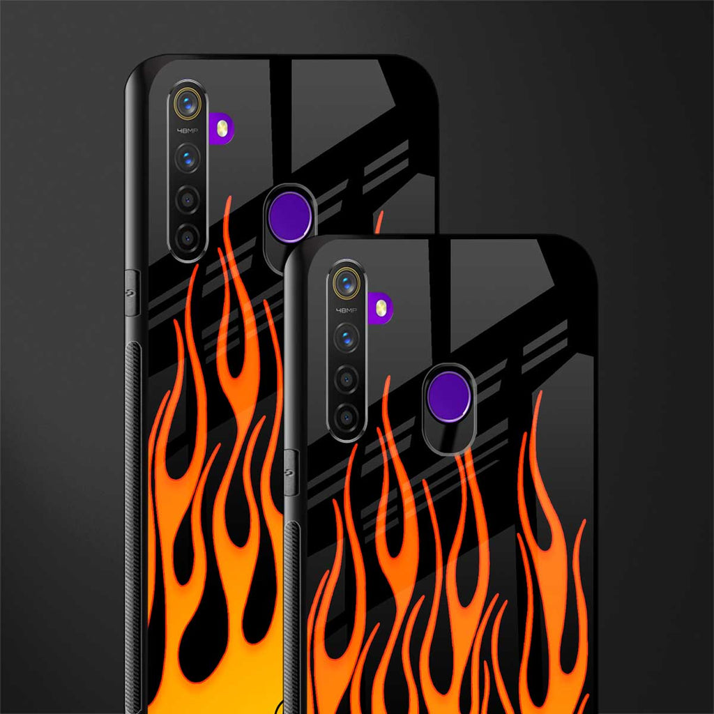 y2k yellow flames glass case for realme 5 pro image-2