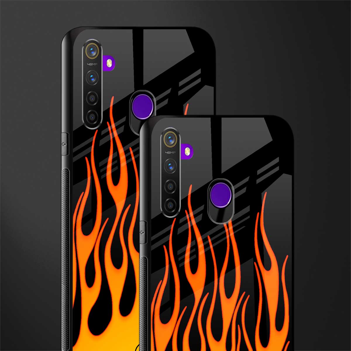 y2k yellow flames glass case for realme 5s image-2