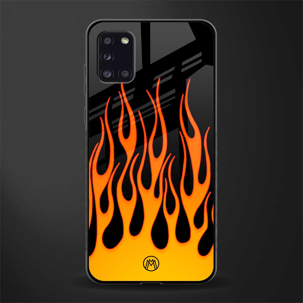 y2k yellow flames glass case for samsung galaxy a31 image