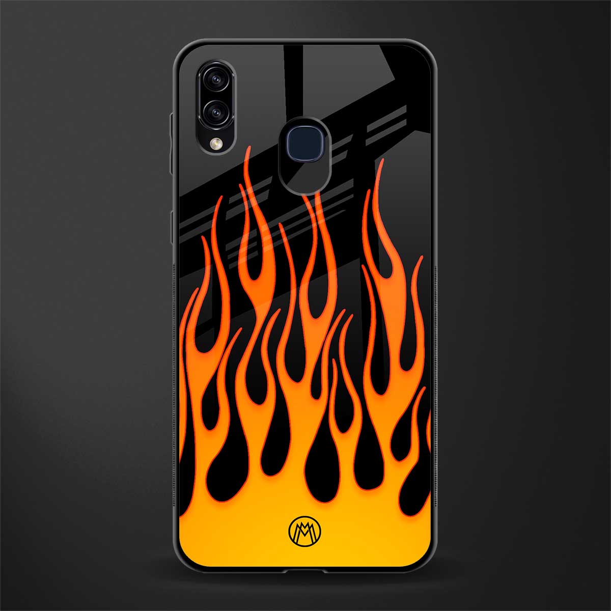 y2k yellow flames glass case for samsung galaxy a20 image