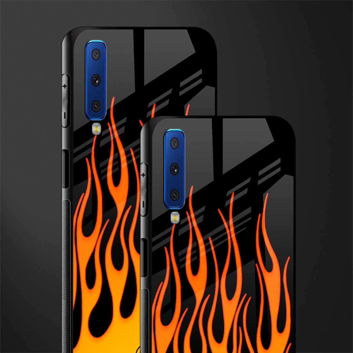 y2k yellow flames glass case for samsung galaxy a7 2018 image-2