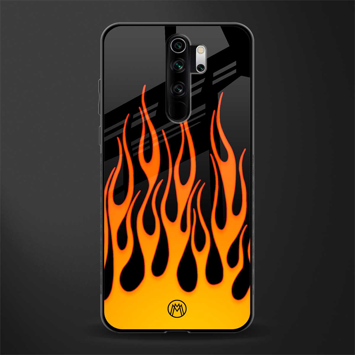 y2k yellow flames glass case for redmi note 8 pro image