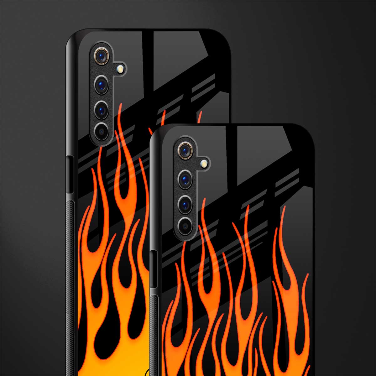 y2k yellow flames glass case for realme 6i image-2