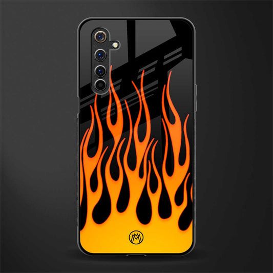 y2k yellow flames glass case for realme 6i image