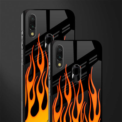 y2k yellow flames glass case for redmi y3 image-2