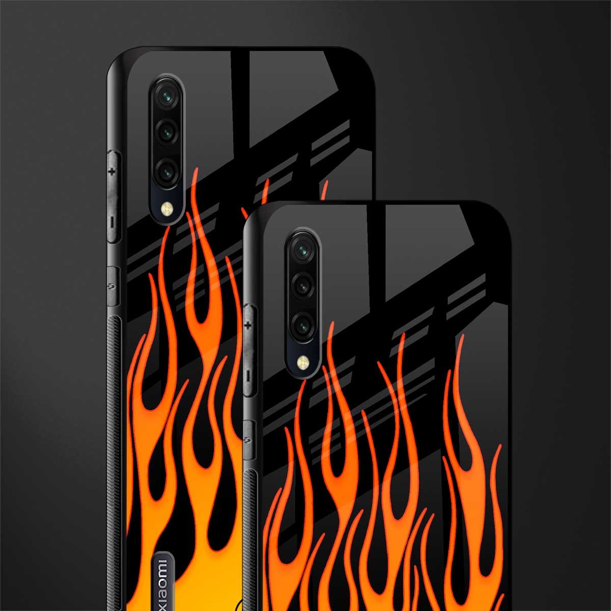 y2k yellow flames glass case for mi a3 redmi a3 image-2