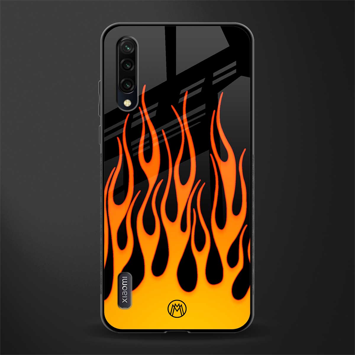 y2k yellow flames glass case for mi a3 redmi a3 image