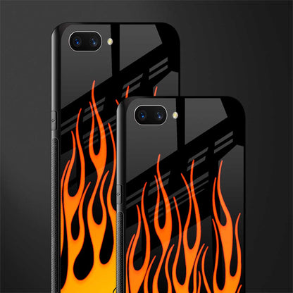y2k yellow flames glass case for oppo a3s image-2