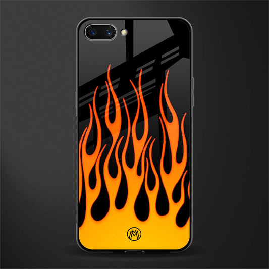y2k yellow flames glass case for oppo a3s image