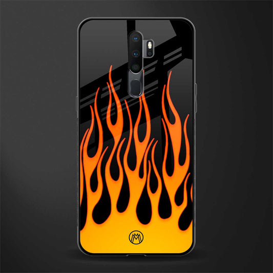 y2k yellow flames glass case for oppo a9 2020 image