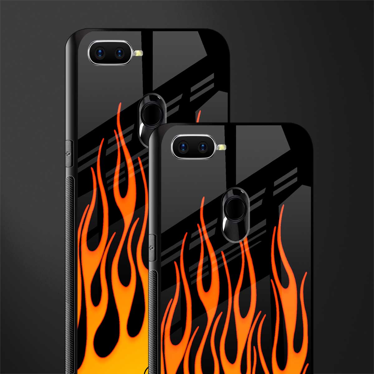 y2k yellow flames glass case for oppo a5s image-2