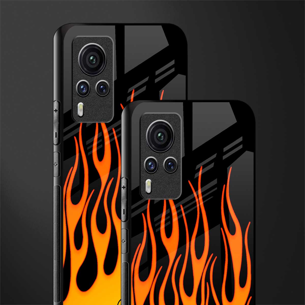 y2k yellow flames glass case for vivo x60 pro image-2