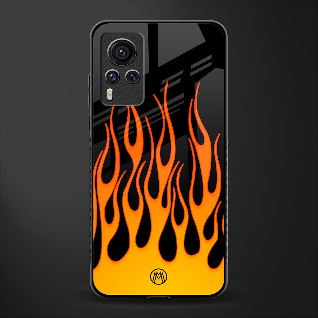 y2k yellow flames glass case for vivo x60 pro image