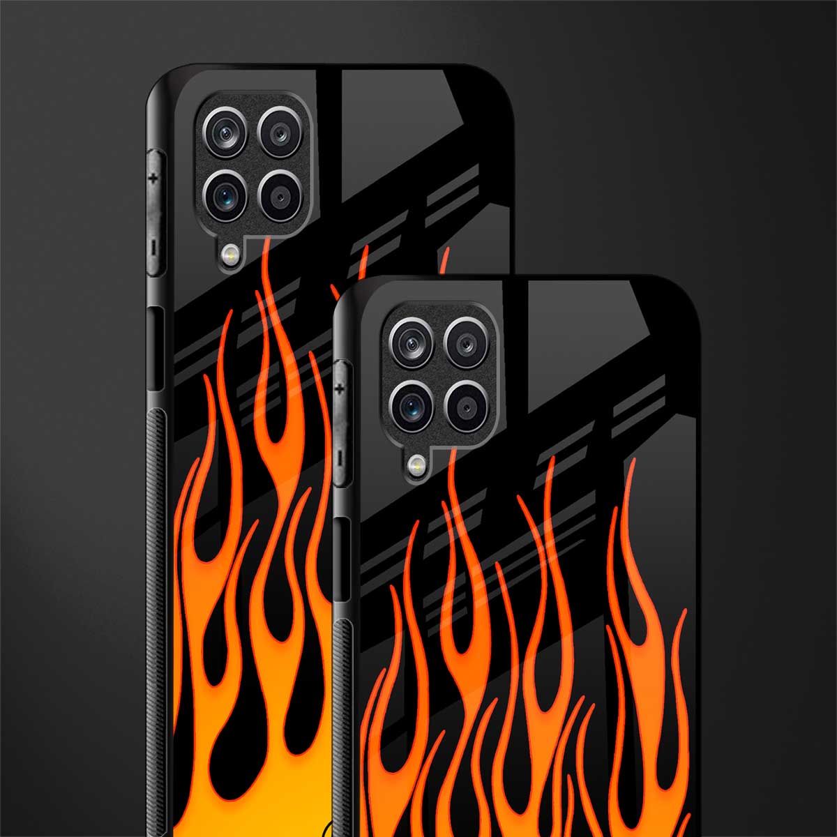 y2k yellow flames back phone cover | glass case for samsung galaxy a22 4g