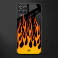 y2k yellow flames back phone cover | glass case for samsung galaxy a22 4g