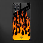 y2k yellow flames back phone cover | glass case for samsung galaxy a22 4g