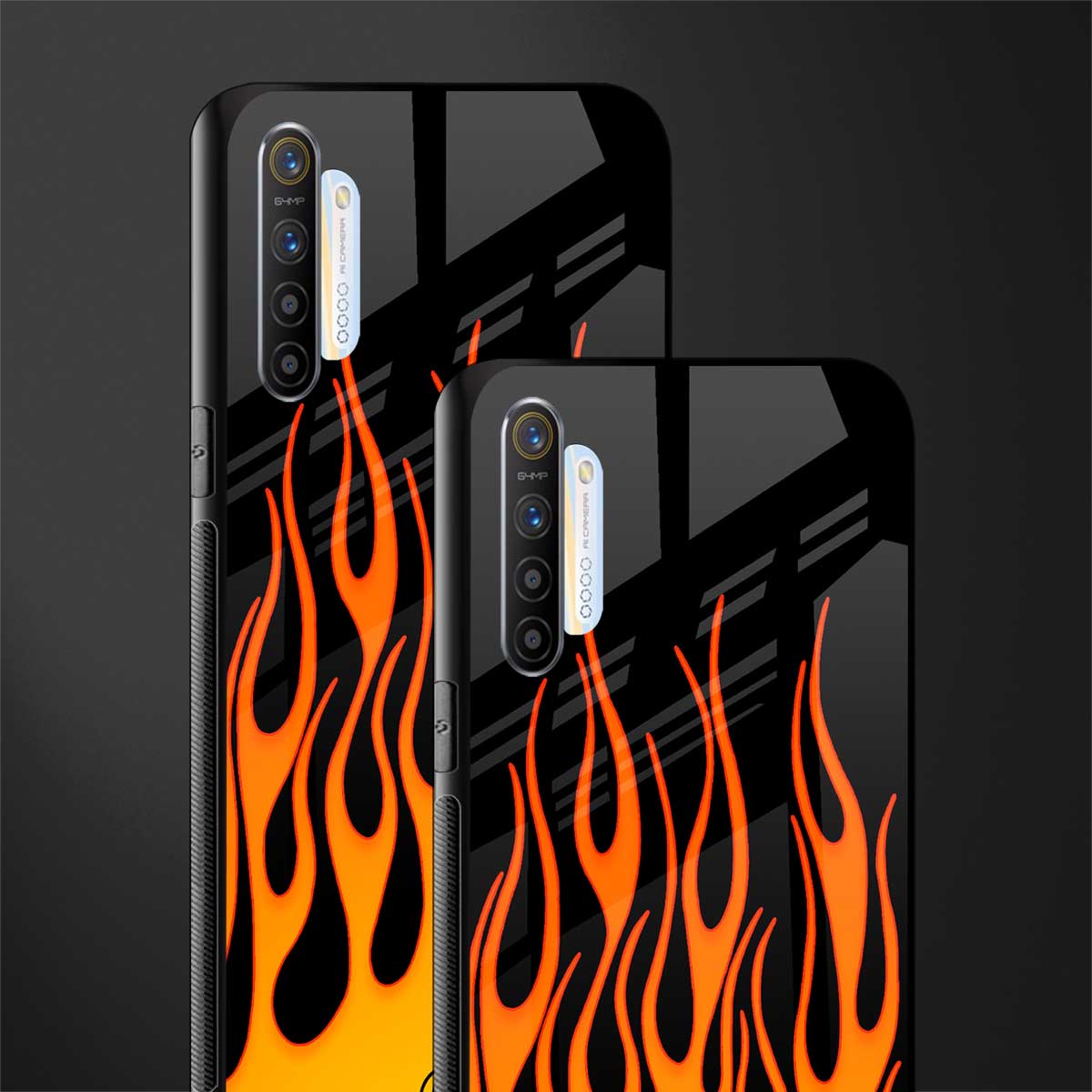 y2k yellow flames glass case for realme xt image-2