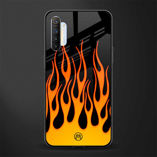 y2k yellow flames glass case for realme xt image