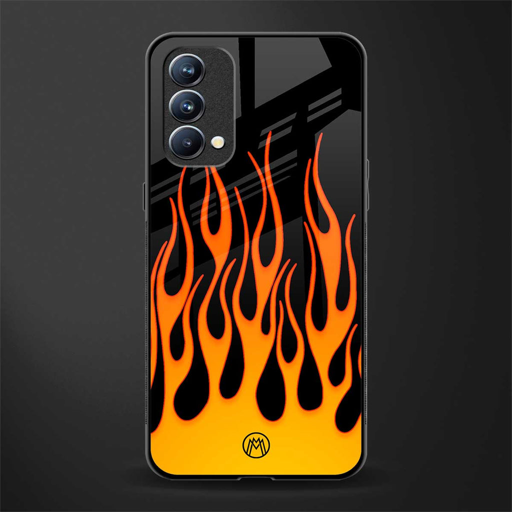 y2k yellow flames glass case for oppo f19 image