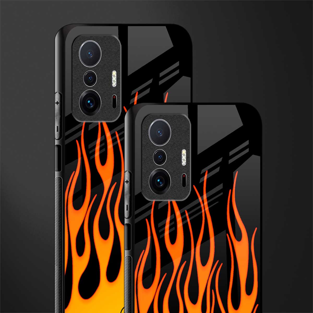 y2k yellow flames glass case for mi 11t pro 5g image-2