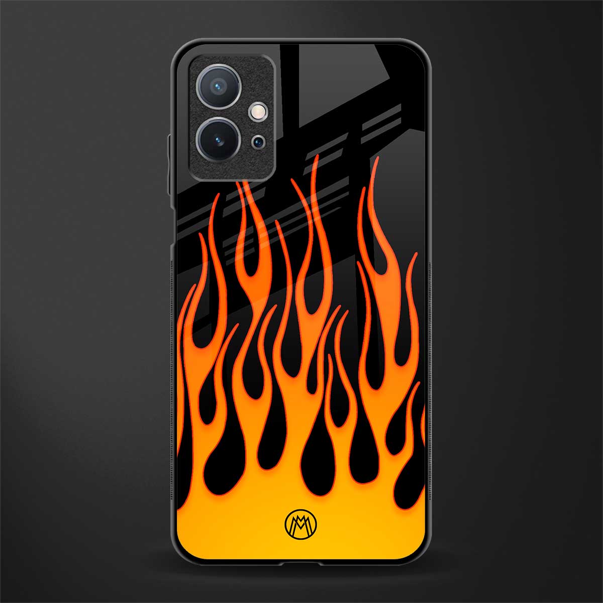 y2k yellow flames glass case for vivo t1 5g image