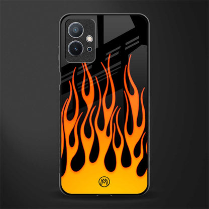 y2k yellow flames glass case for vivo t1 5g image