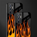 y2k yellow flames glass case for vivo v23e image-2