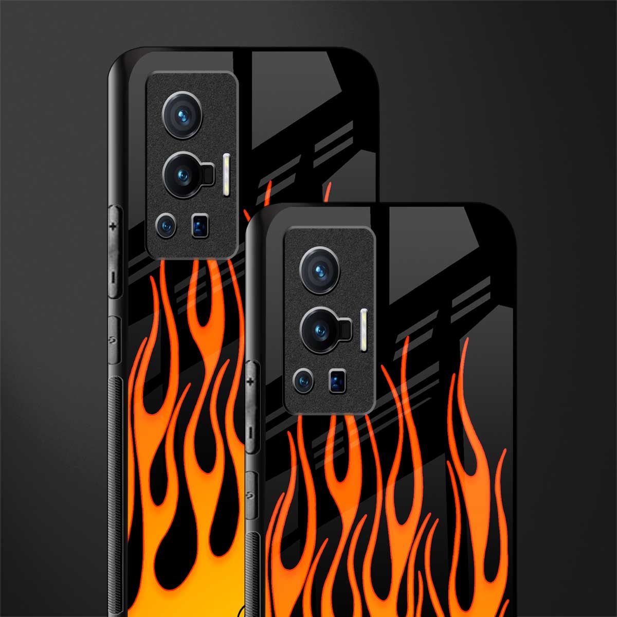 y2k yellow flames glass case for vivo x70 pro image-2