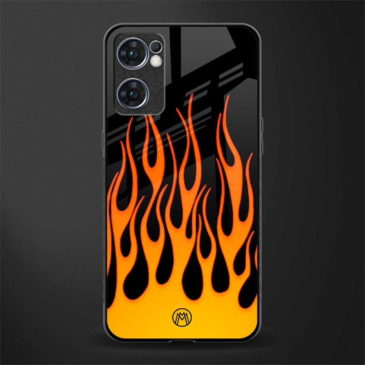 y2k yellow flames glass case for oppo reno7 5g image