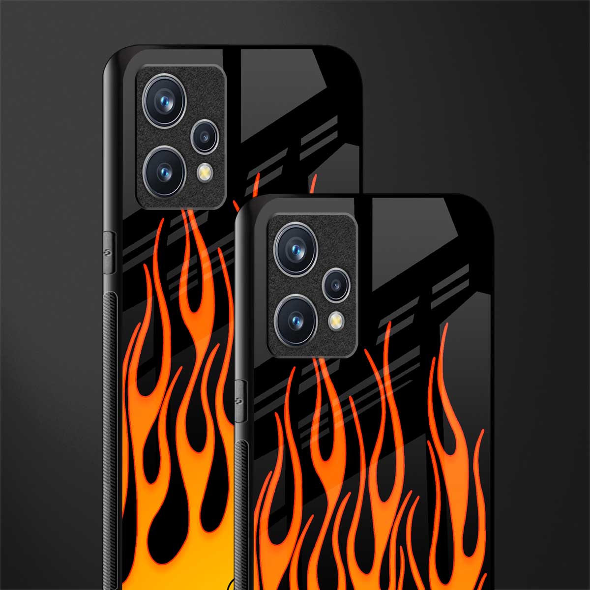 y2k yellow flames glass case for realme 9 pro plus 5g image-2