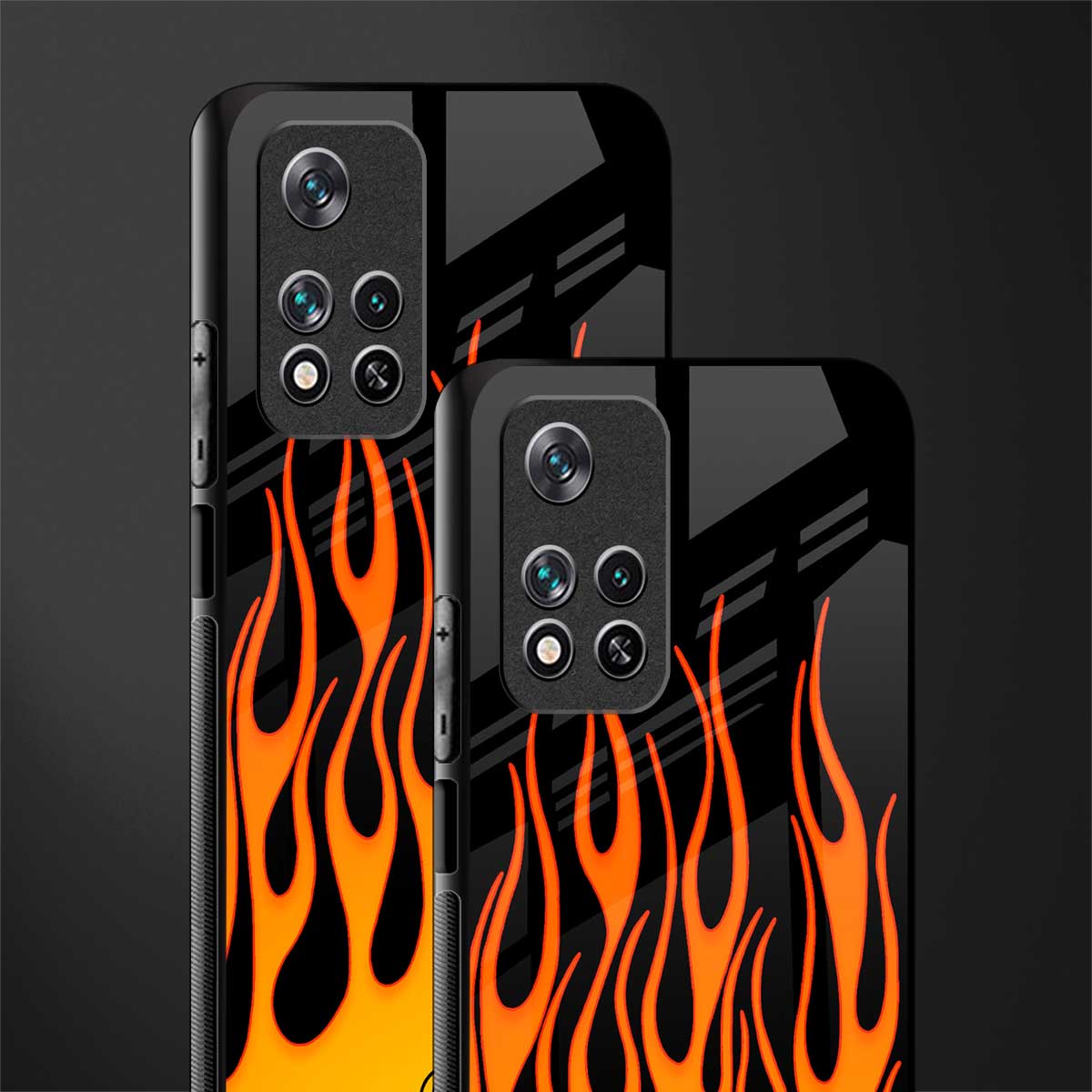 y2k yellow flames glass case for poco m4 pro 5g image-2