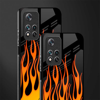 y2k yellow flames glass case for poco m4 pro 5g image-2
