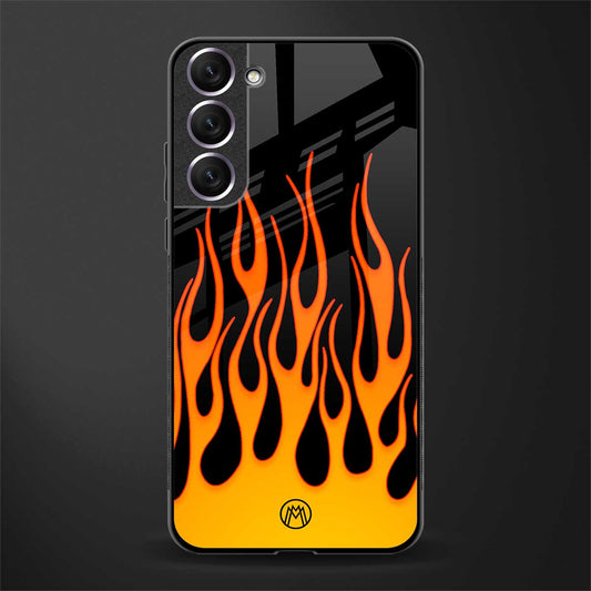 y2k yellow flames glass case for samsung galaxy s21 fe 5g image